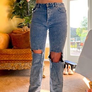 House of CB Ripped Denim Lightwash Blue Jeans